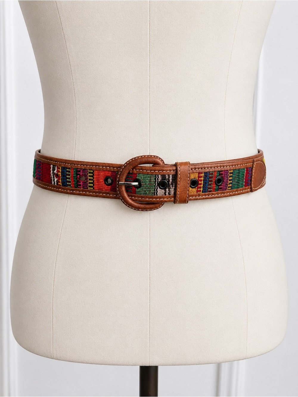 Leather-Trim Multicolor boho southwestern Belt fits 28.5 up to 34"